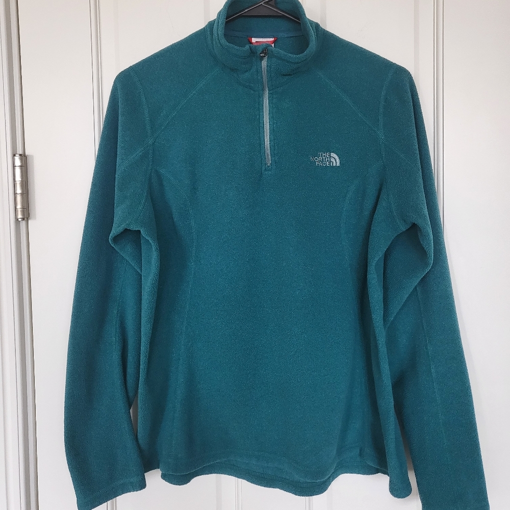 THE NORTH FACE fleece teal blue zipper pull over size medium